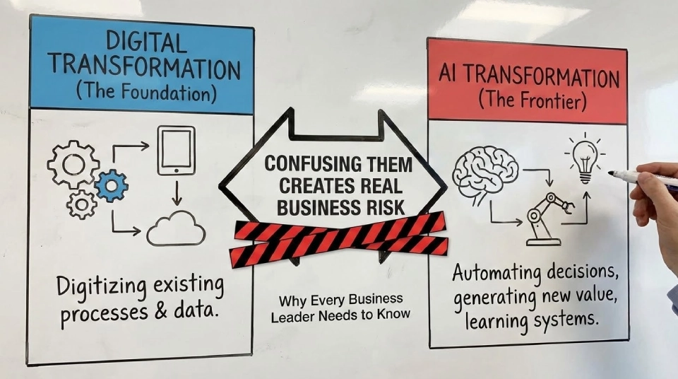 Why Confusing AI Transformation vs Digital Transformation Creates Real Business Risk